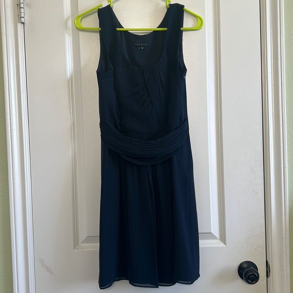 Theory navy blue chiffon dress
